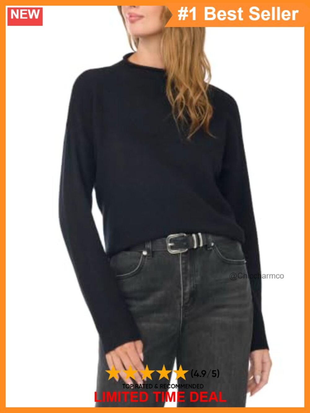 Mock Neck Long Sleeve Sweater Fitted Knit Pullover